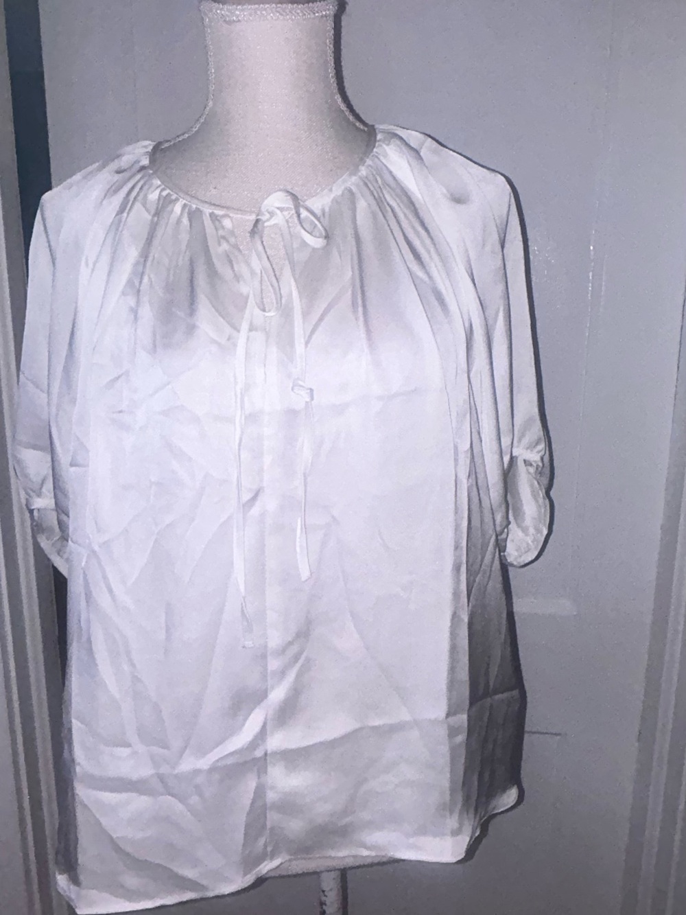 H&M White Tie-Neck Peasant Blouse size XS